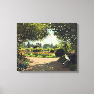 Toile Lecture d'Adolphe Monet dans le jardin - Claude