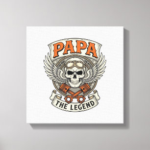 Toile Légende de crâne de motard Papa vintage