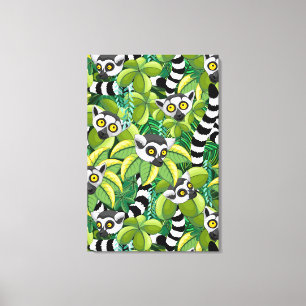 Toile Lémurs de Madagascar dans la jungle exotique