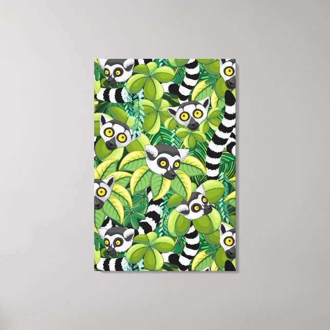Toile Lémurs de Madagascar dans la jungle exotique (Recto)
