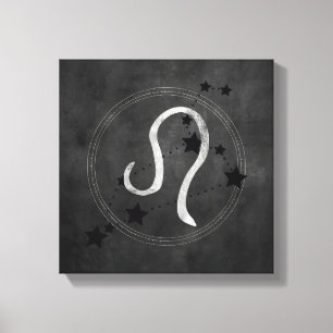 Toile Leo the Lion black & silver constellation zodiac