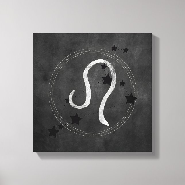 Toile Leo the Lion black & silver constellation zodiac (Recto)
