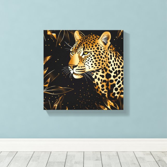 Toile Leopard Cheetah Animal Black Gold  (Insitu (Plancher de Bois))