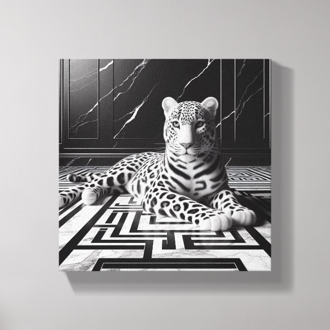 Toile Leopard sur noir et blanc (Recto)
