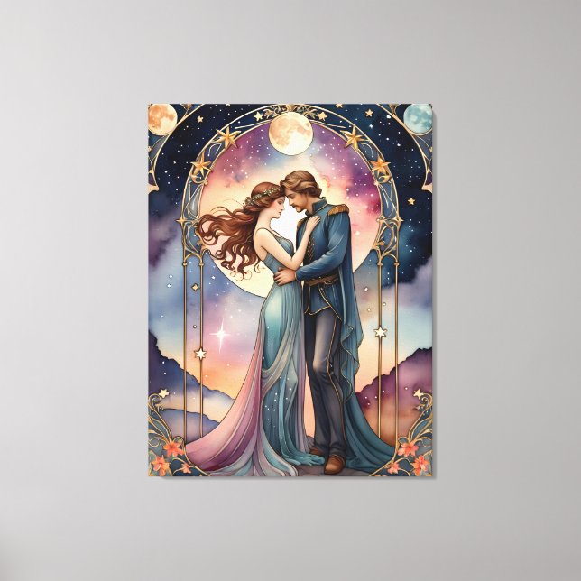 Toile les amoureux - tableau inspiré des tarots (Recto)