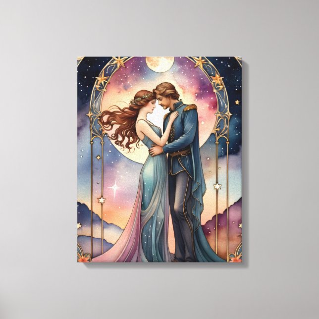 Toile les amoureux - tableau inspiré des tarots (Recto)