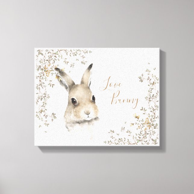 Toile Les animaux de bois aiment le lapin floral Script  (Recto)