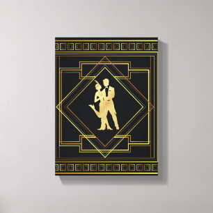 Toile Les années 1920 d'aileron de noir et d'or d'art