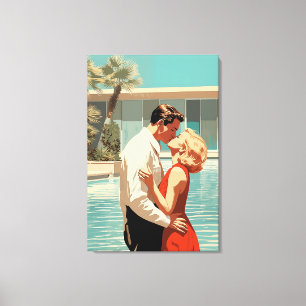 Toile les années 50 Couple Kissing Au Bord De La Piscine