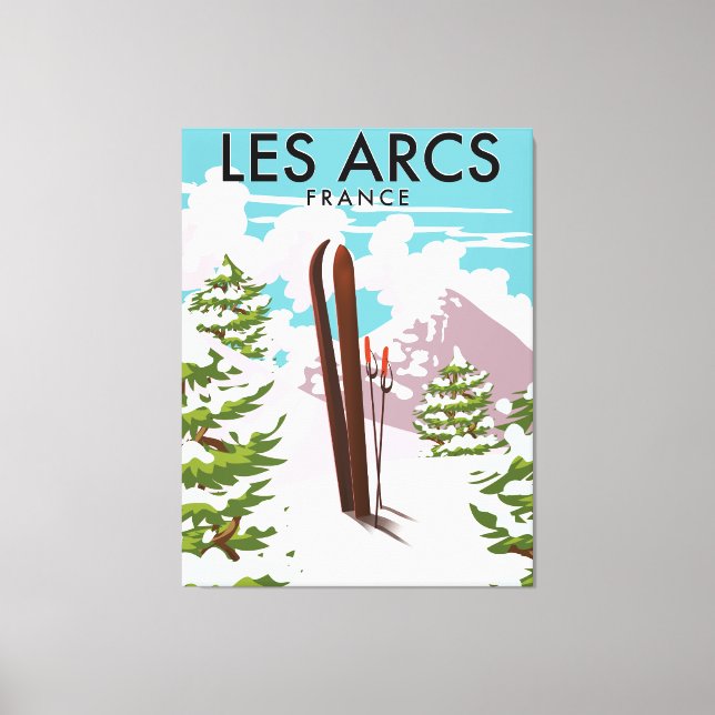 Toile Les Arcs France voyage ski (Recto)