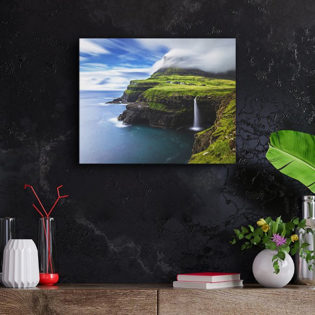 Toile Les cascades | Îles Féroé, Danemark (Créateur téléchargé)
