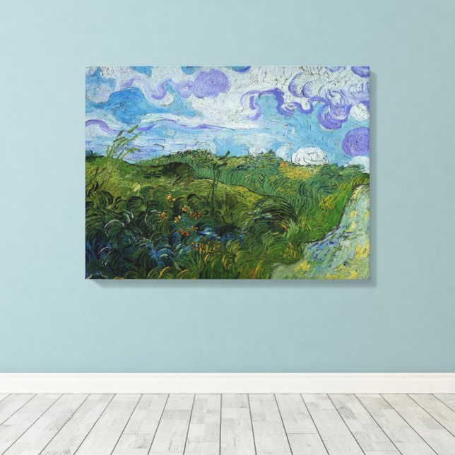 Toile Les champs de blé vert par Vincent van Gogh (Insitu (Plancher de Bois))