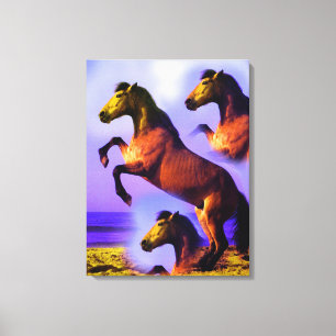 Toile Les chevaux dans les sables de l'art du temps