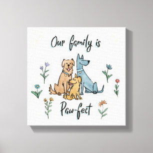 Toile Les chiens dans le jardin IV notre famille est