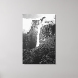 Toile Les chutes de Salto Angel dans noir et le blanc