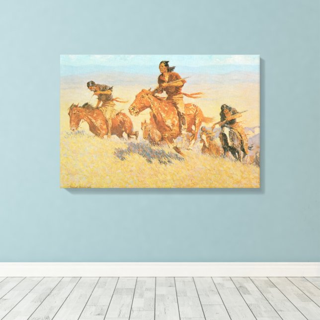 Toile Les Coureurs de Buffles, Big Horn Basin de Remingt (Insitu (Plancher de Bois))