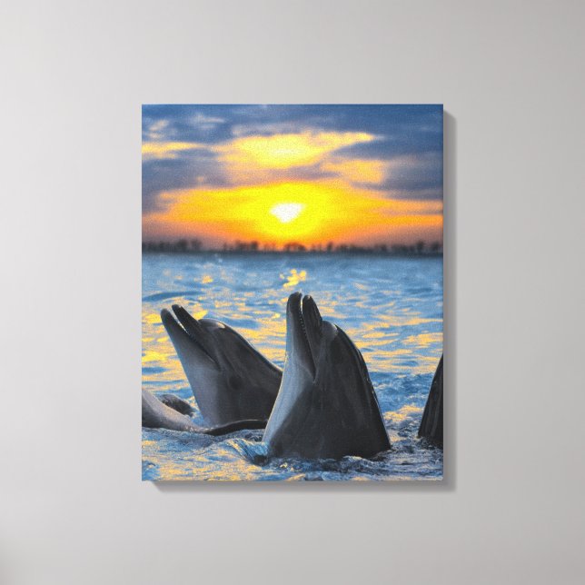 Toile Les dauphins au nez de bouteille à la lumière du c (Recto)