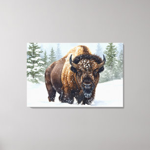 Toile Les échos de l'hiver : le royaume du bison