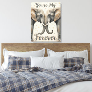 Toile Les éléphants dans l'art de l'amour pour toujours