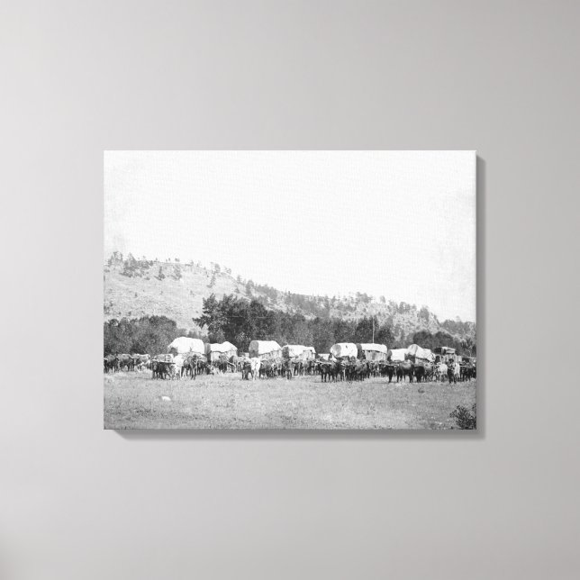 Toile Les équipes d'ox et les Wagons dans une vallée des (Recto)
