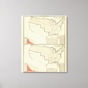 Toile Les Etats-Unis deux cartes lithographiées par