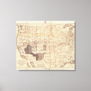 Toile Les Etats-Unis progressent carte des itinéraires