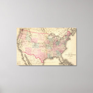 Toile Les Etats-Unis tracent avec l'itinéraire de Pony