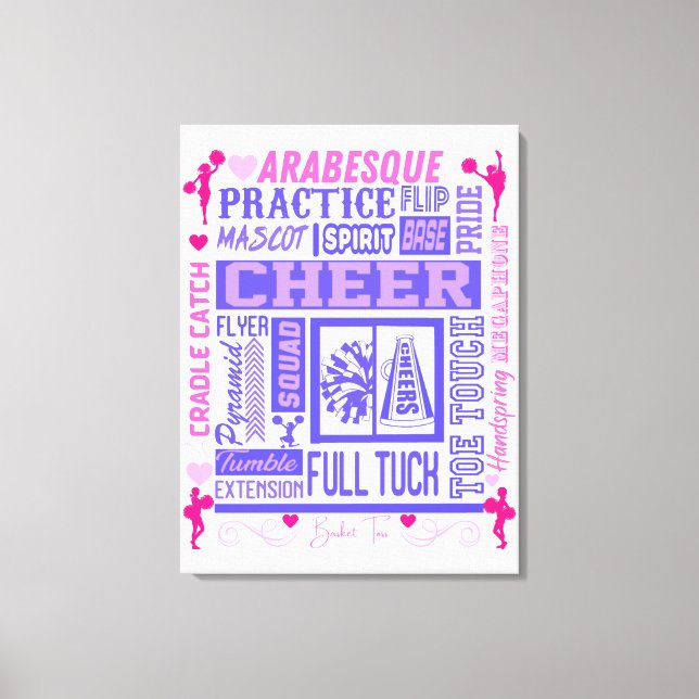 Toile Les filles typographie guerrière en rose et violet (Recto)