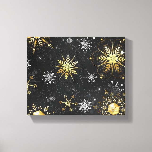 Toile Les flocons dorés de Noël sur l'Arrière - plan noi (Recto)