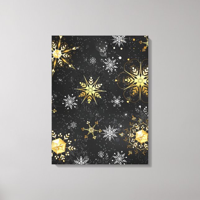 Toile Les flocons dorés de Noël sur l'Arrière - plan noi (Recto)