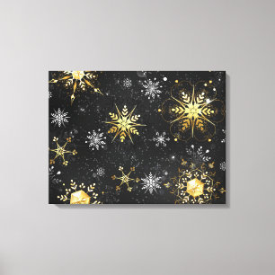 Toile Les flocons dorés de Noël sur l'Arrière - plan noi