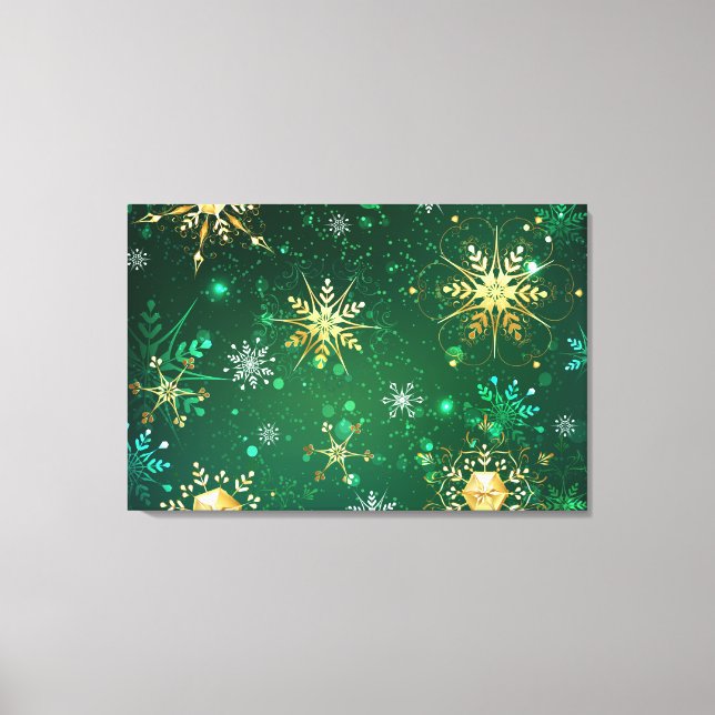 Toile Les flocons dorés de Noël sur l'Arrière - plan ver (Recto)