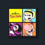 Toile Les Grandes Aventures de Billy & Mandy Character A<br><div class="desc">Découvrez ce graphique en quatre panneaux colorés de Mandy,  Grim,  et Billy,  avec le logo du spectacle !</div>