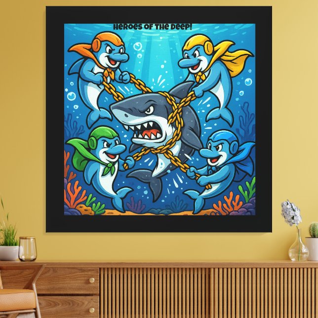 Toile LES GUARDIENS DU DOLPHIN GRÈVENT ! — Héros des pro (Insitu(Salon))