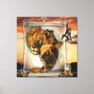 Toile Les lions sauvages d'Afrique
