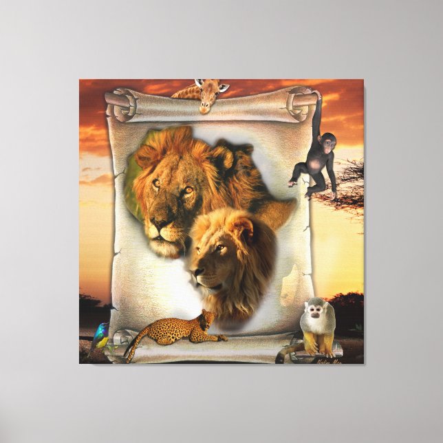 Toile Les lions sauvages d'Afrique (Recto)