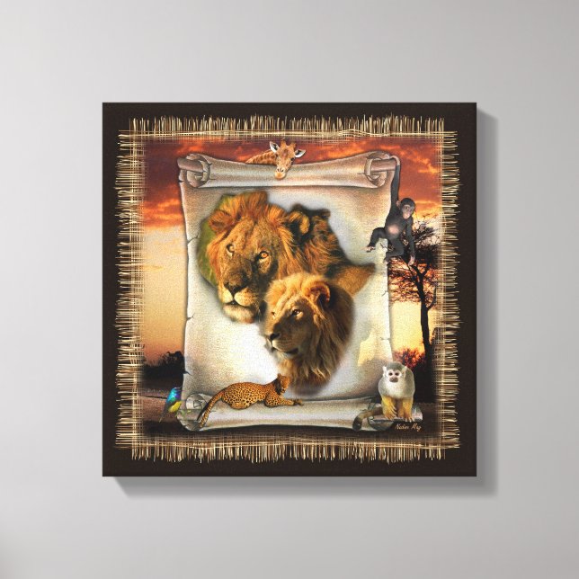 Toile Les lions sauvages d'Afrique (Recto)
