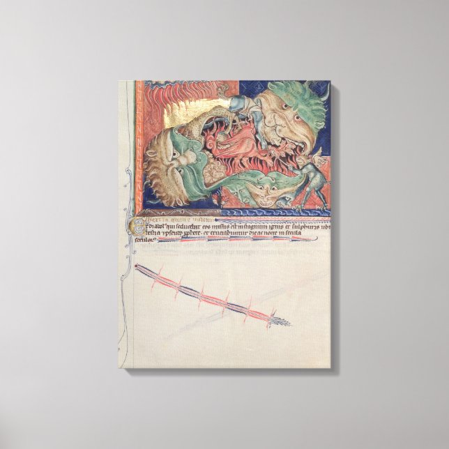 Toile Les mâchoires de l'enfer avalent le dragon rouge (Recto)