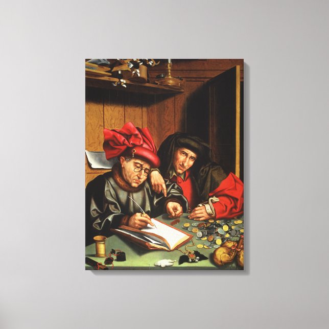 Toile Les Money Lenders (huile sur le panneau de chêne) (Recto)