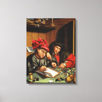 Les Money Lenders (huile sur le panneau de chêne)
