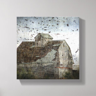 Toile Les oiseaux et la grange
