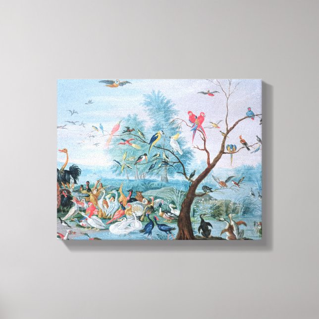 Toile Les oiseaux tropicaux dans un paysage (Recto)