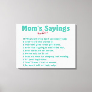 Toile Les paroles préférées de maman canvas imprimé cade
