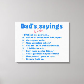 Toile Les paroles préférées de papa ont enveloppé le cad