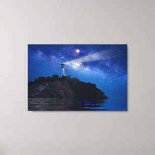 Toile Les phares   Phare de nuit étoilé