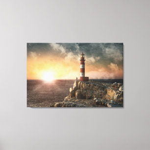 Toile Les phares   Phare rouge et blanc