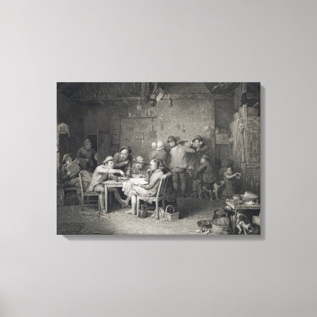 Toile Les politiciens du village, gravé par Abraham Raim (Recto)