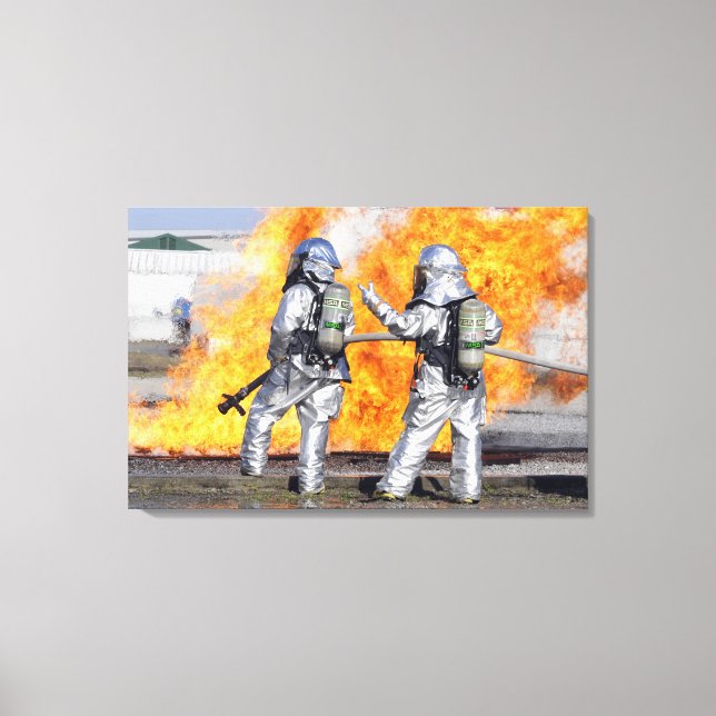Toile Les pompiers combattent un incendie simulé (Recto)