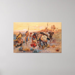 Toile Les premières traces de Wagon de Charles M. Russel