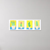 Les quatre cactus. Dessins d'art simple et moderne